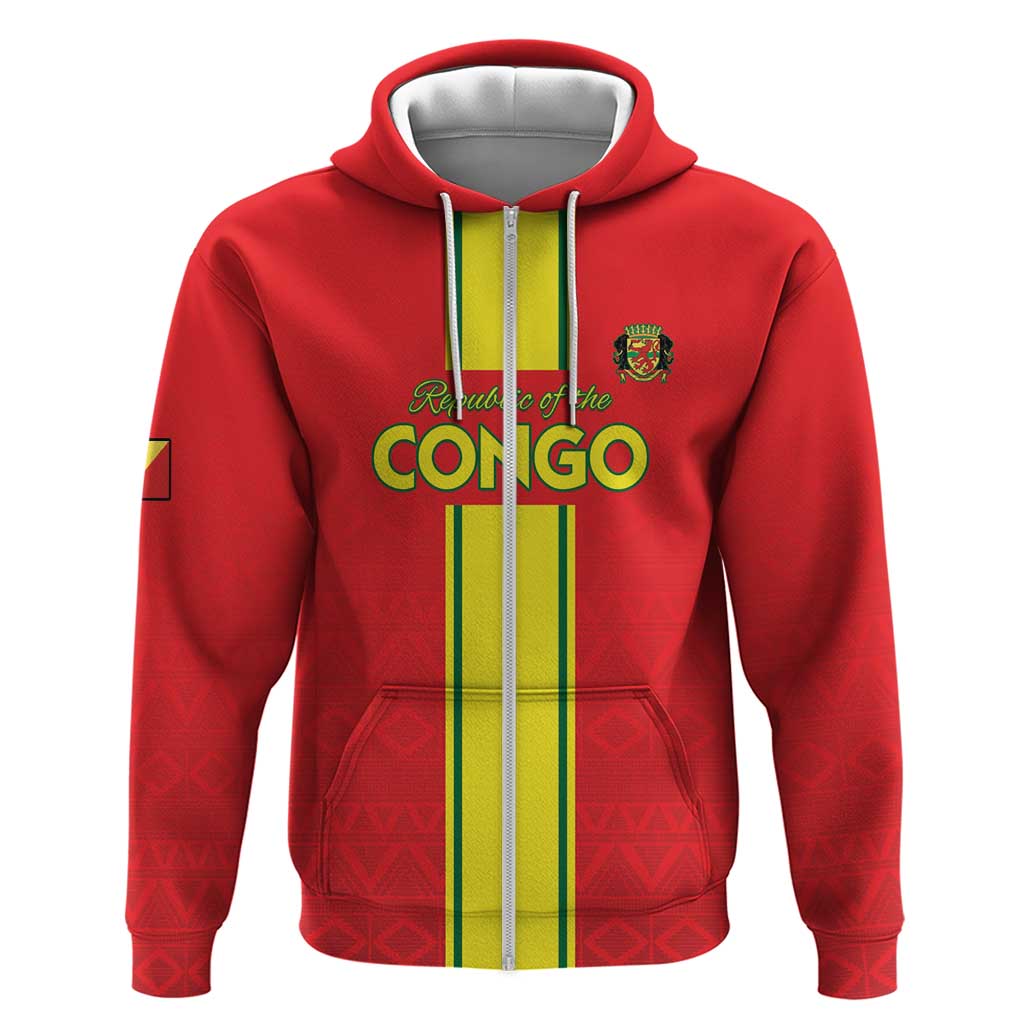 Custom Congo Brazzaville Football Hoodie Go Ba Diabulu ya Mbwaki Red Color LT15
