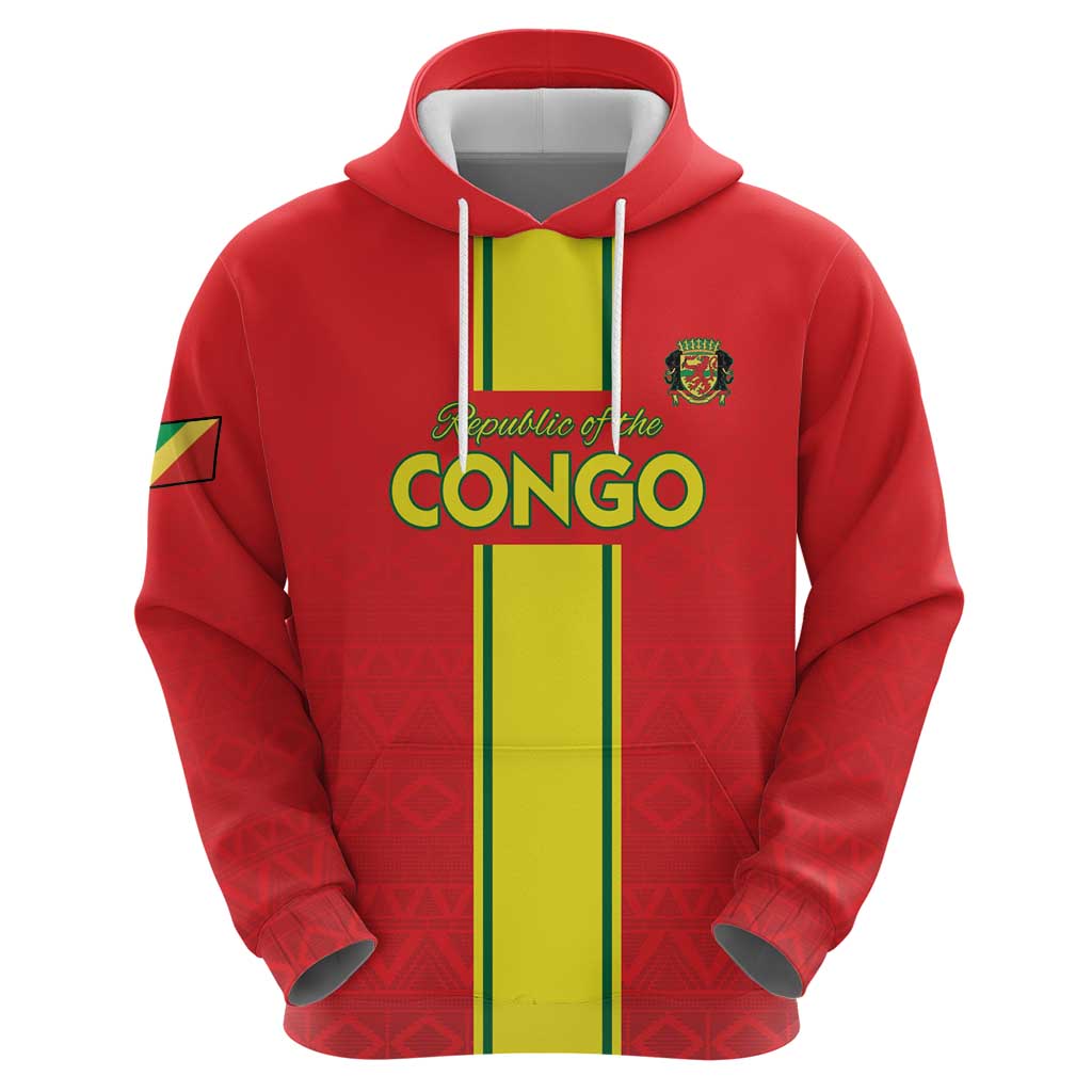 Custom Congo Brazzaville Football Hoodie Go Ba Diabulu ya Mbwaki Red Color LT15