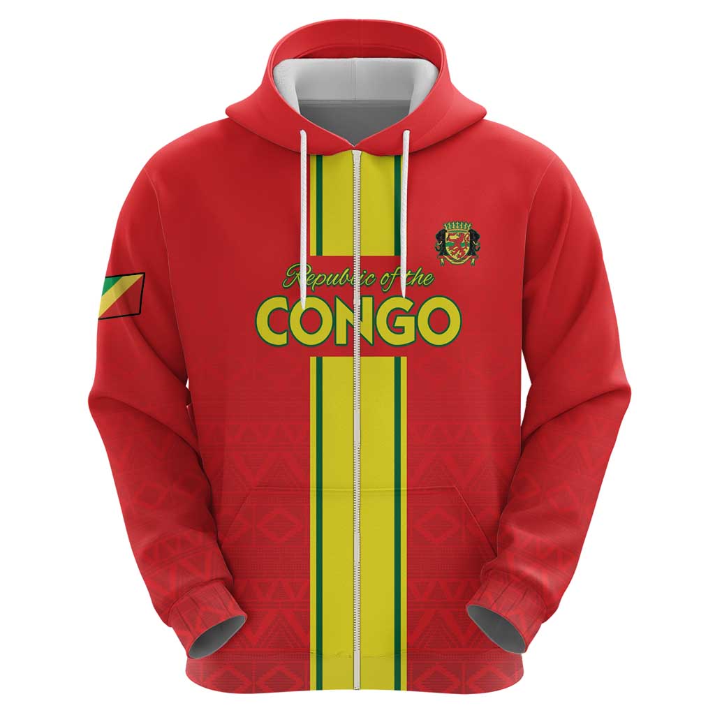 Custom Congo Brazzaville Football Hoodie Go Ba Diabulu ya Mbwaki Red Color LT15