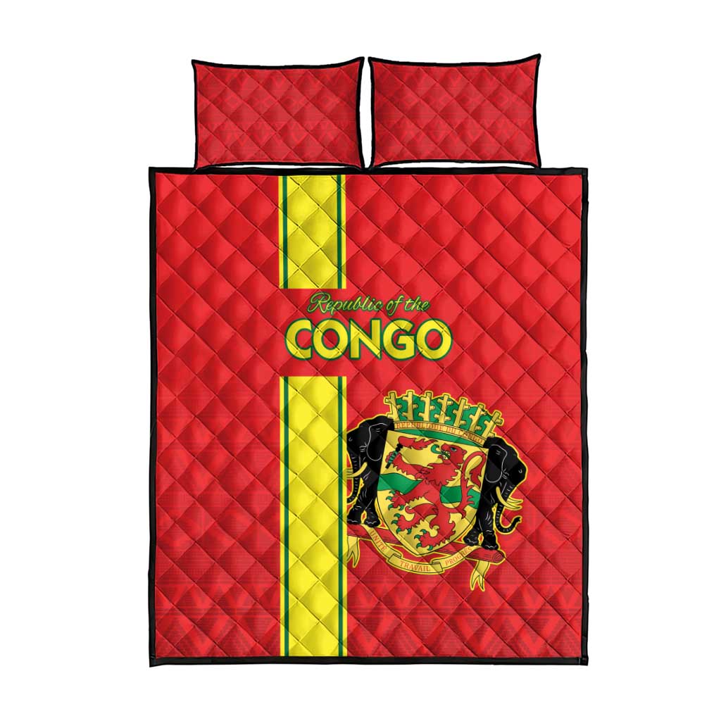 Republique du Congo Football Quilt Bed Set Go Ba Diabulu ya Mbwaki Red Color LT15