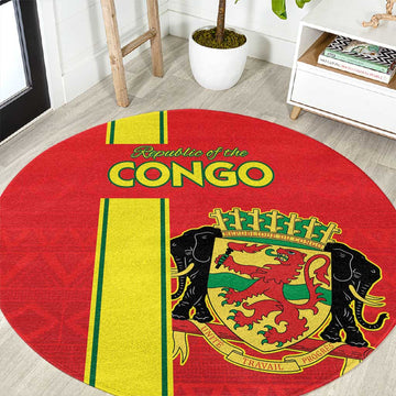 Republique du Congo Football Round Carpet Go Ba Diabulu ya Mbwaki Red Color LT15