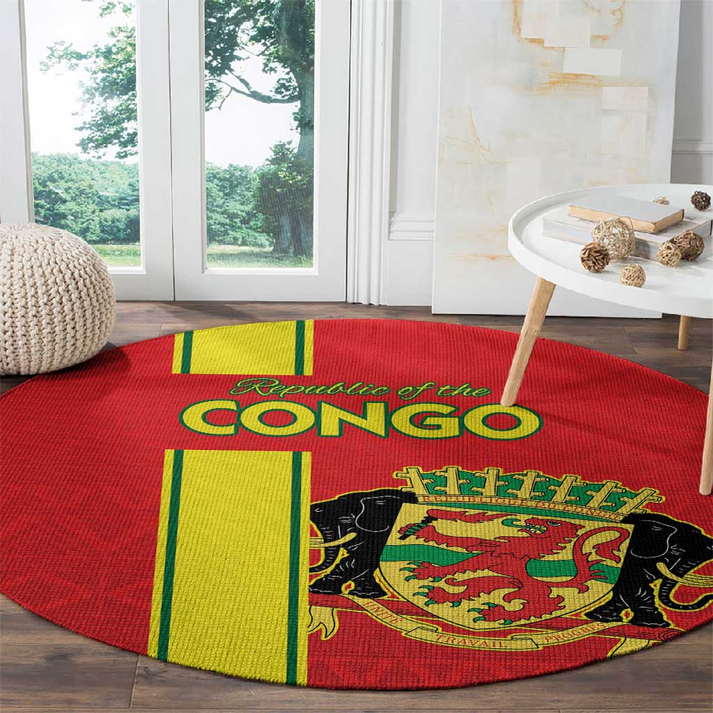 Republique du Congo Football Round Carpet Go Ba Diabulu ya Mbwaki Red Color LT15