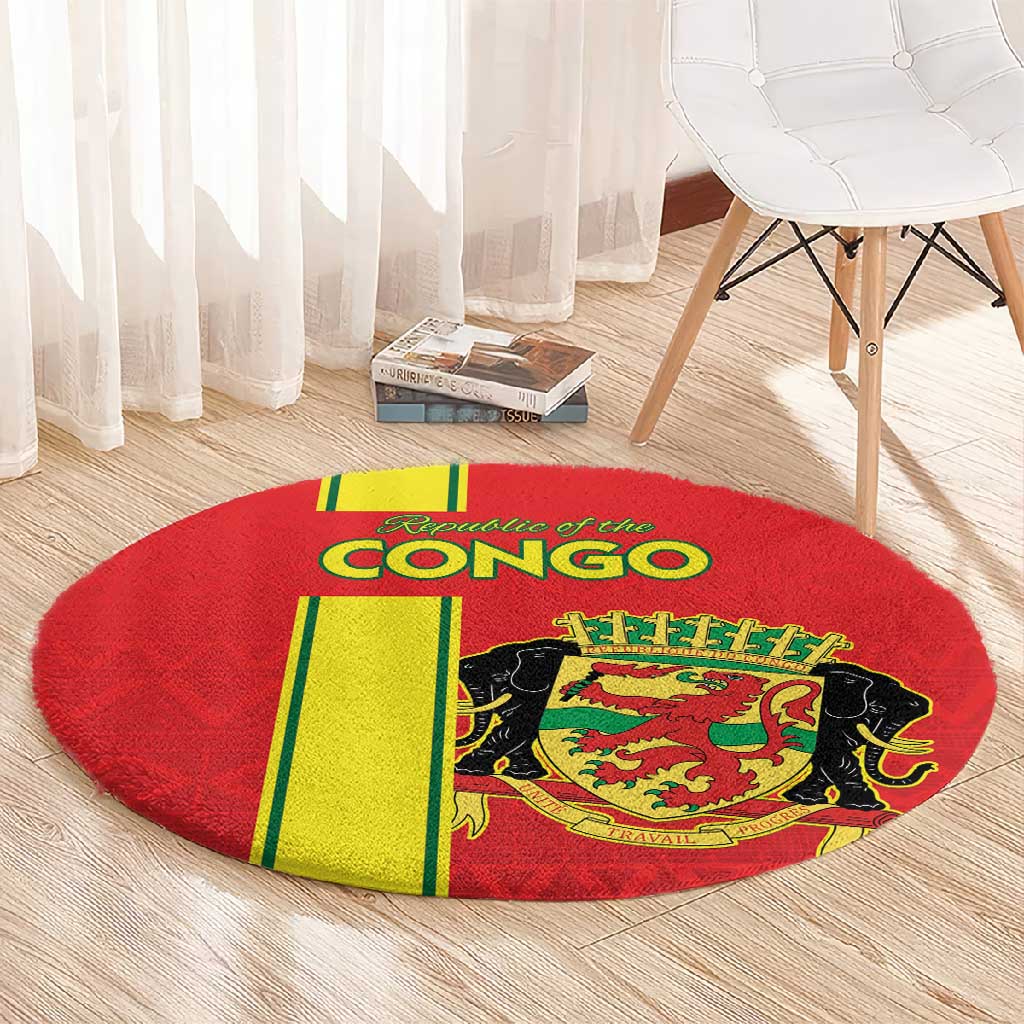 Republique du Congo Football Round Carpet Go Ba Diabulu ya Mbwaki Red Color LT15