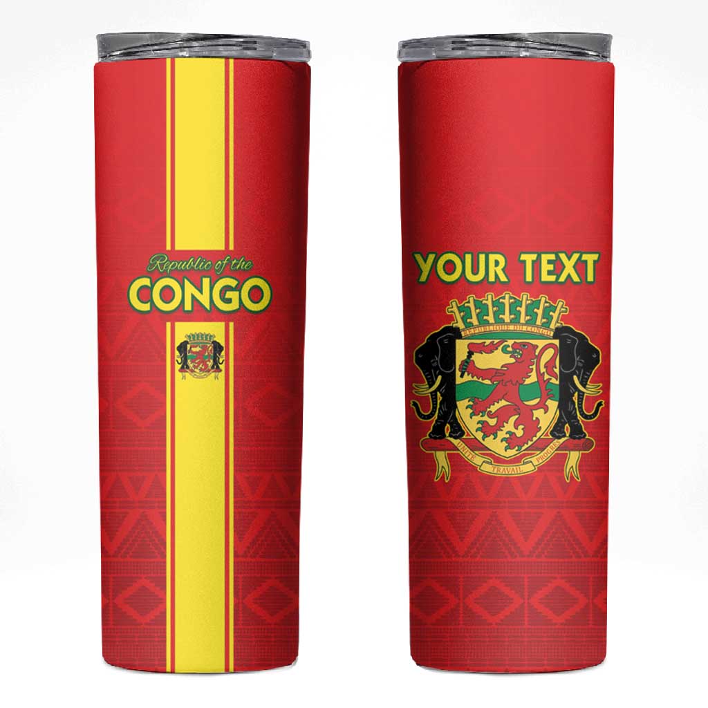 Custom Republique du Congo Football Skinny Tumbler Go Ba Diabulu ya Mbwaki Red Color LT15
