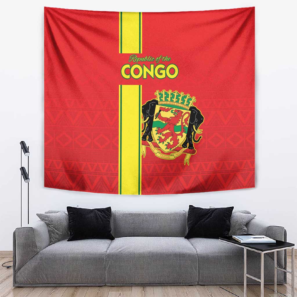 Republique du Congo Football Tapestry Go Ba Diabulu ya Mbwaki Red Color LT15
