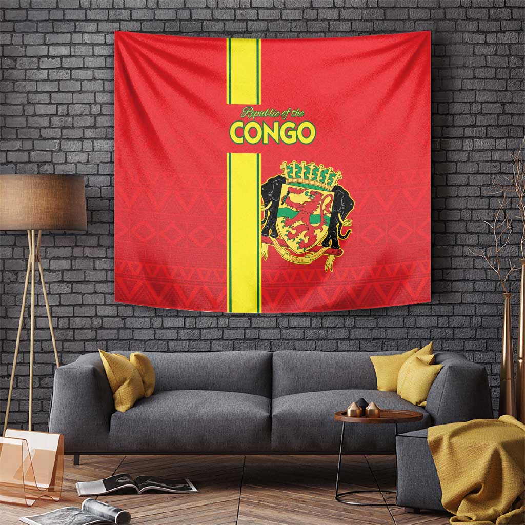 Republique du Congo Football Tapestry Go Ba Diabulu ya Mbwaki Red Color LT15