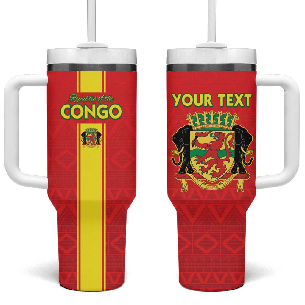 Custom Republique du Congo Football Tumbler With Handle Go Ba Diabulu ya Mbwaki Red Color LT15