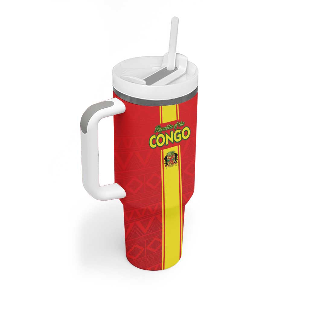 Custom Republique du Congo Football Tumbler With Handle Go Ba Diabulu ya Mbwaki Red Color LT15