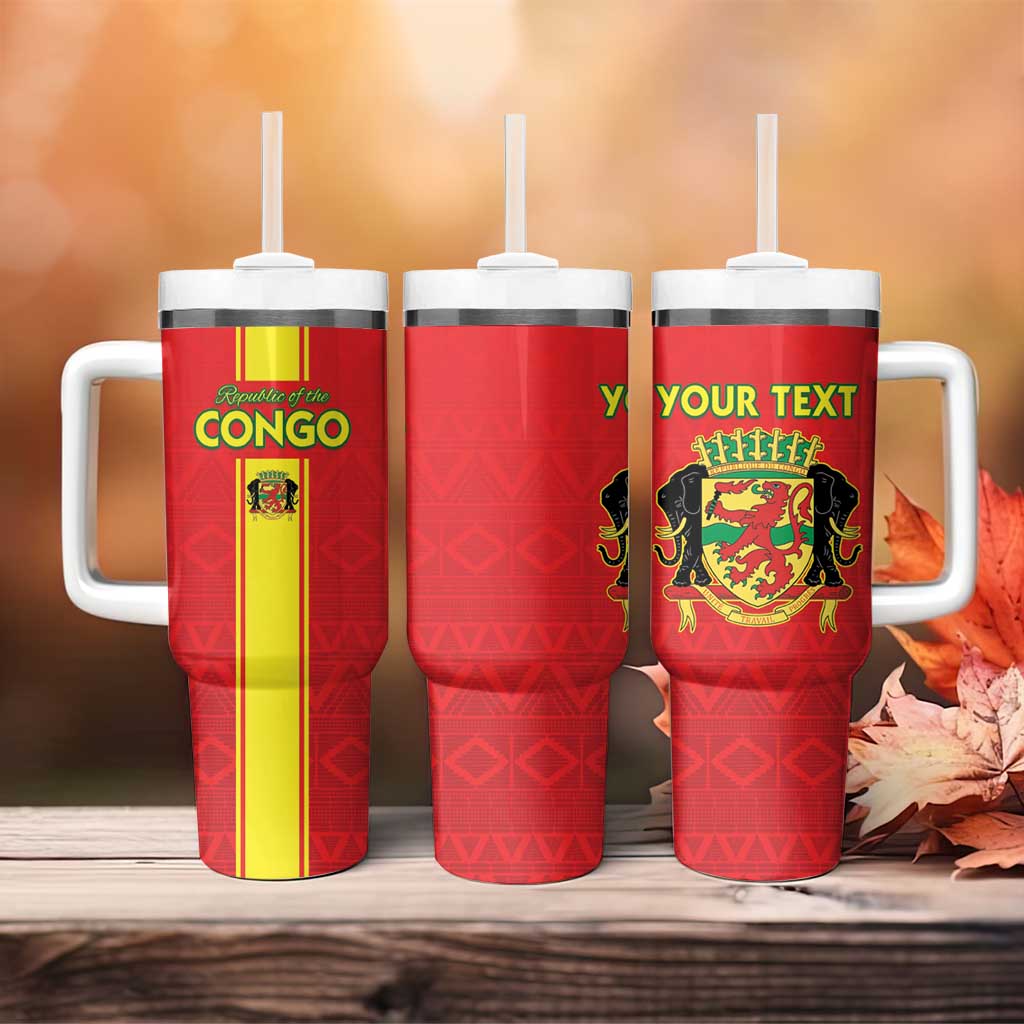 Custom Republique du Congo Football Tumbler With Handle Go Ba Diabulu ya Mbwaki Red Color LT15