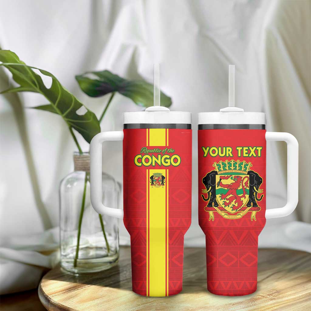 Custom Republique du Congo Football Tumbler With Handle Go Ba Diabulu ya Mbwaki Red Color LT15