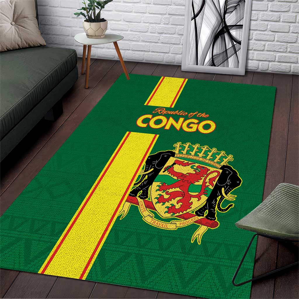 Republique du Congo Football Area Rug Go Ba Diabulu ya Mbwaki Green Color LT15