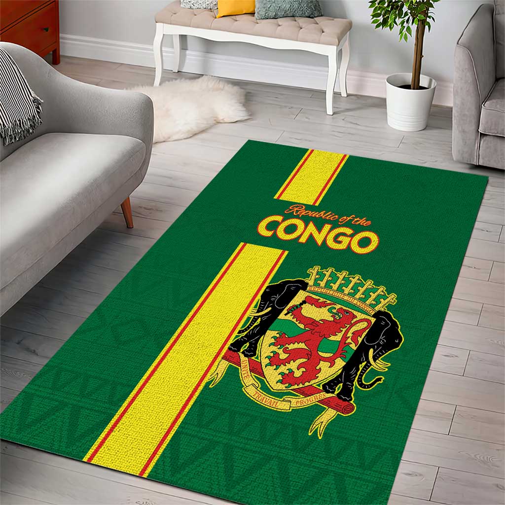 Republique du Congo Football Area Rug Go Ba Diabulu ya Mbwaki Green Color LT15
