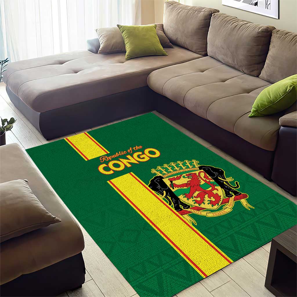 Republique du Congo Football Area Rug Go Ba Diabulu ya Mbwaki Green Color LT15