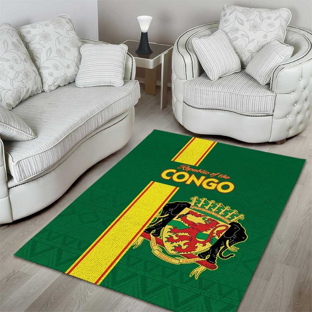 Republique du Congo Football Area Rug Go Ba Diabulu ya Mbwaki Green Color LT15