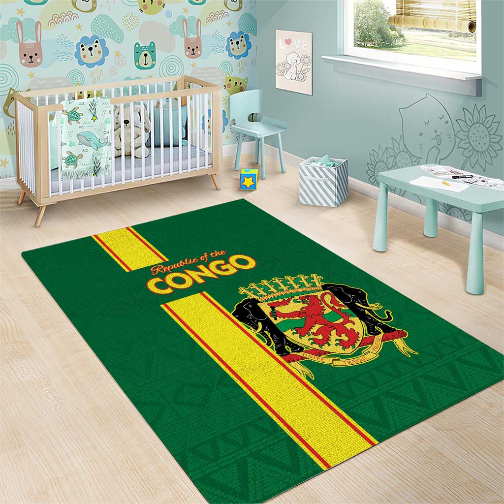 Republique du Congo Football Area Rug Go Ba Diabulu ya Mbwaki Green Color LT15