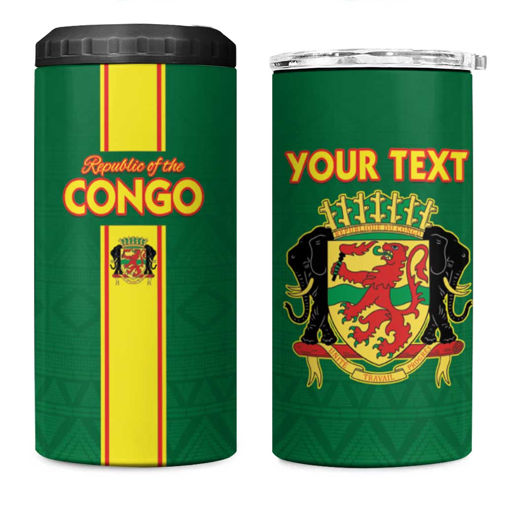 Custom Republique du Congo Football 4 in 1 Can Cooler Tumbler Go Ba Diabulu ya Mbwaki Green Color LT15