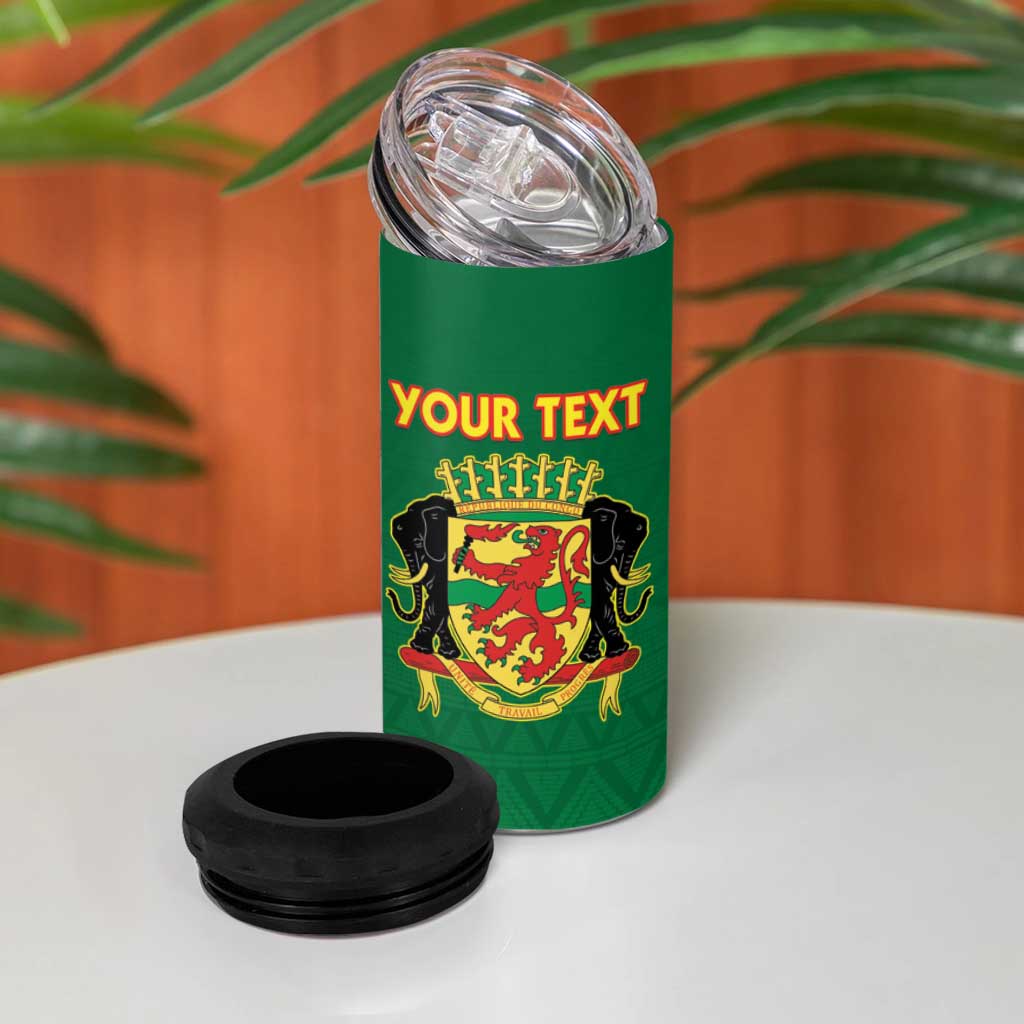 Custom Republique du Congo Football 4 in 1 Can Cooler Tumbler Go Ba Diabulu ya Mbwaki Green Color LT15