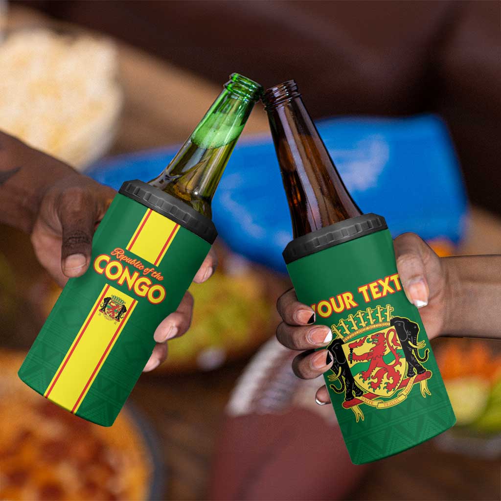 Custom Republique du Congo Football 4 in 1 Can Cooler Tumbler Go Ba Diabulu ya Mbwaki Green Color LT15