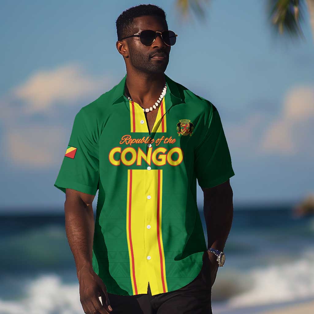 Custom Republique du Congo Football Hawaiian Shirt Go Ba Diabulu ya Mbwaki Green Color LT15