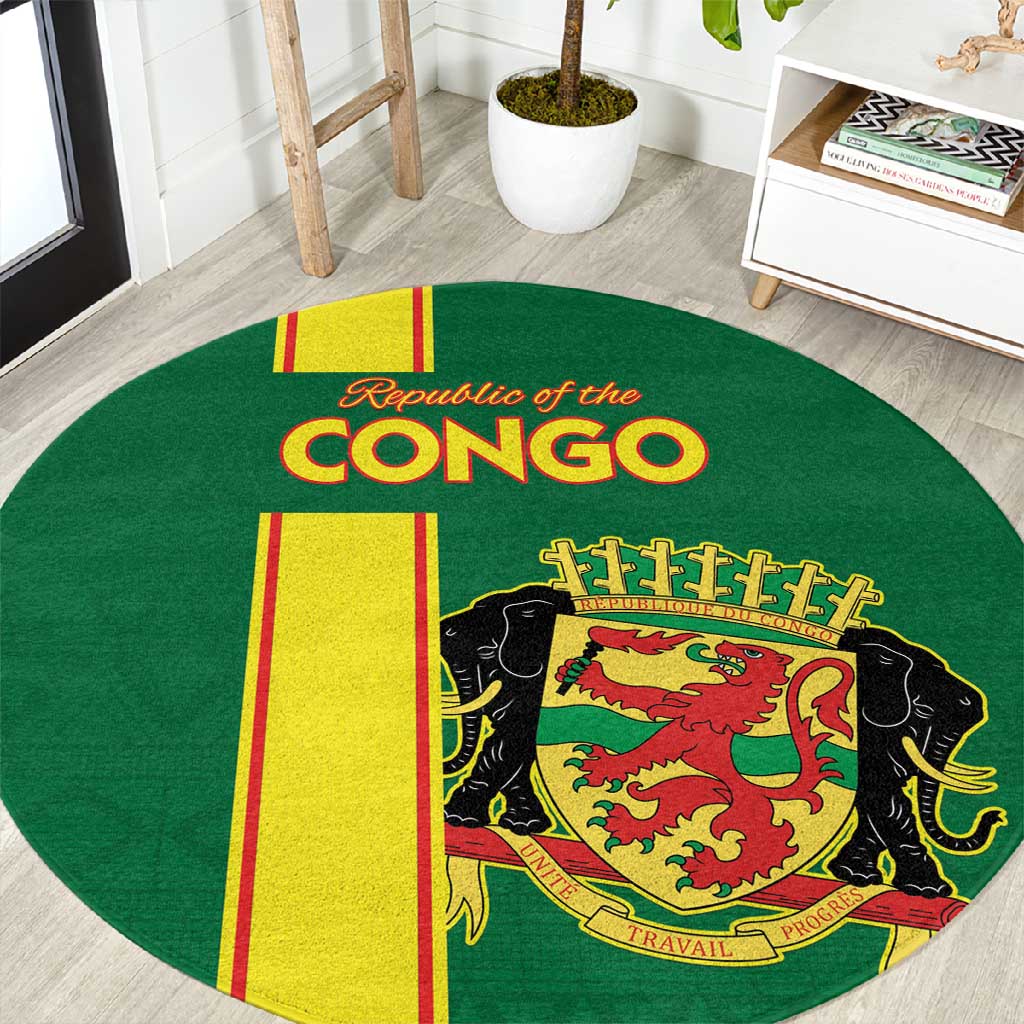 Republique du Congo Football Round Carpet Go Ba Diabulu ya Mbwaki Green Color LT15