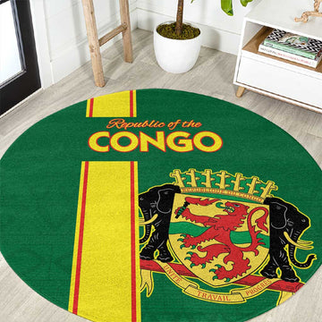 Republique du Congo Football Round Carpet Go Ba Diabulu ya Mbwaki Green Color LT15