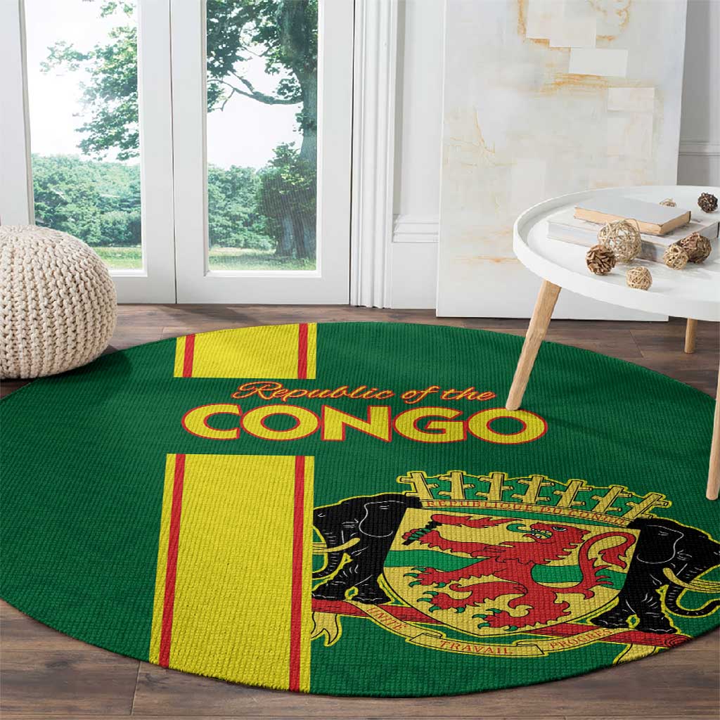 Republique du Congo Football Round Carpet Go Ba Diabulu ya Mbwaki Green Color LT15