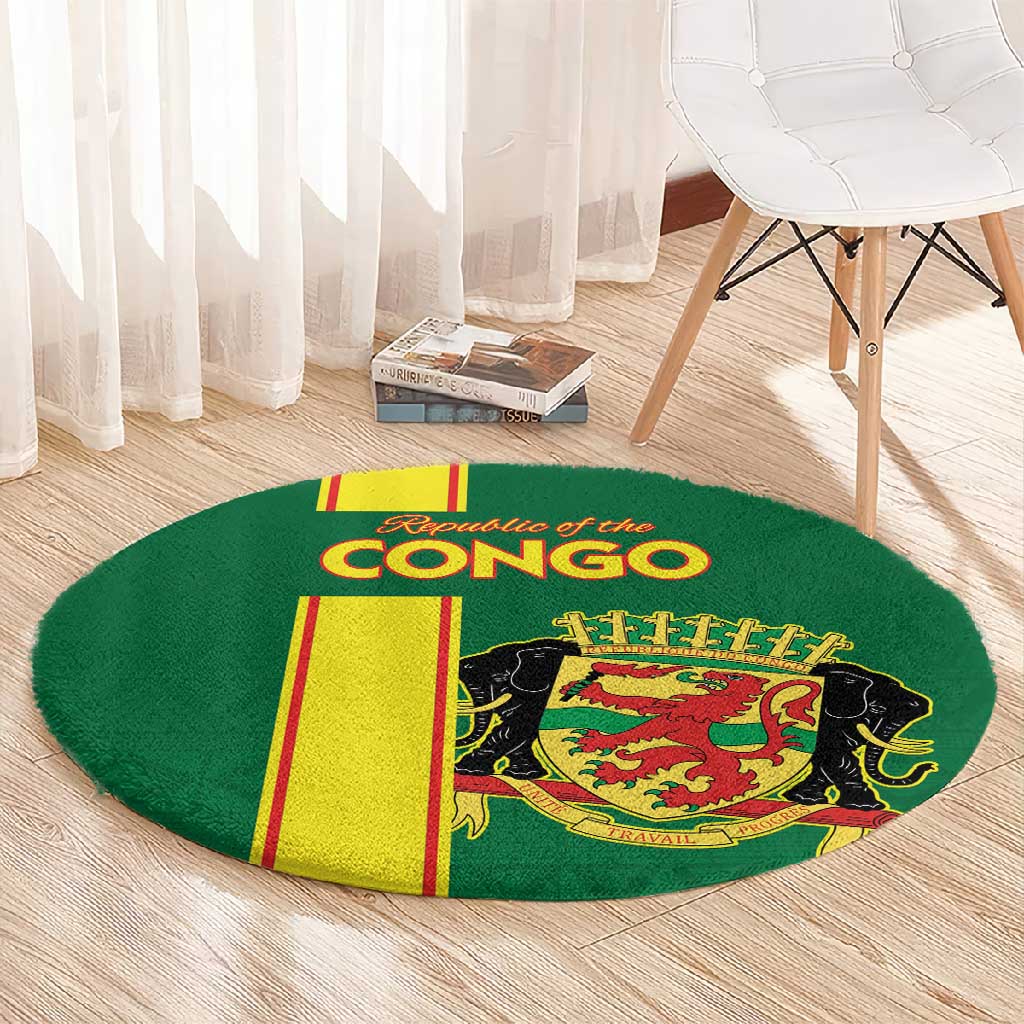 Republique du Congo Football Round Carpet Go Ba Diabulu ya Mbwaki Green Color LT15