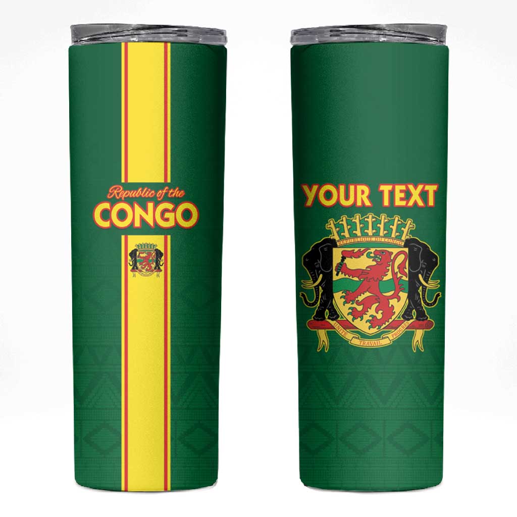 Custom Republique du Congo Football Skinny Tumbler Go Ba Diabulu ya Mbwaki Green Color LT15