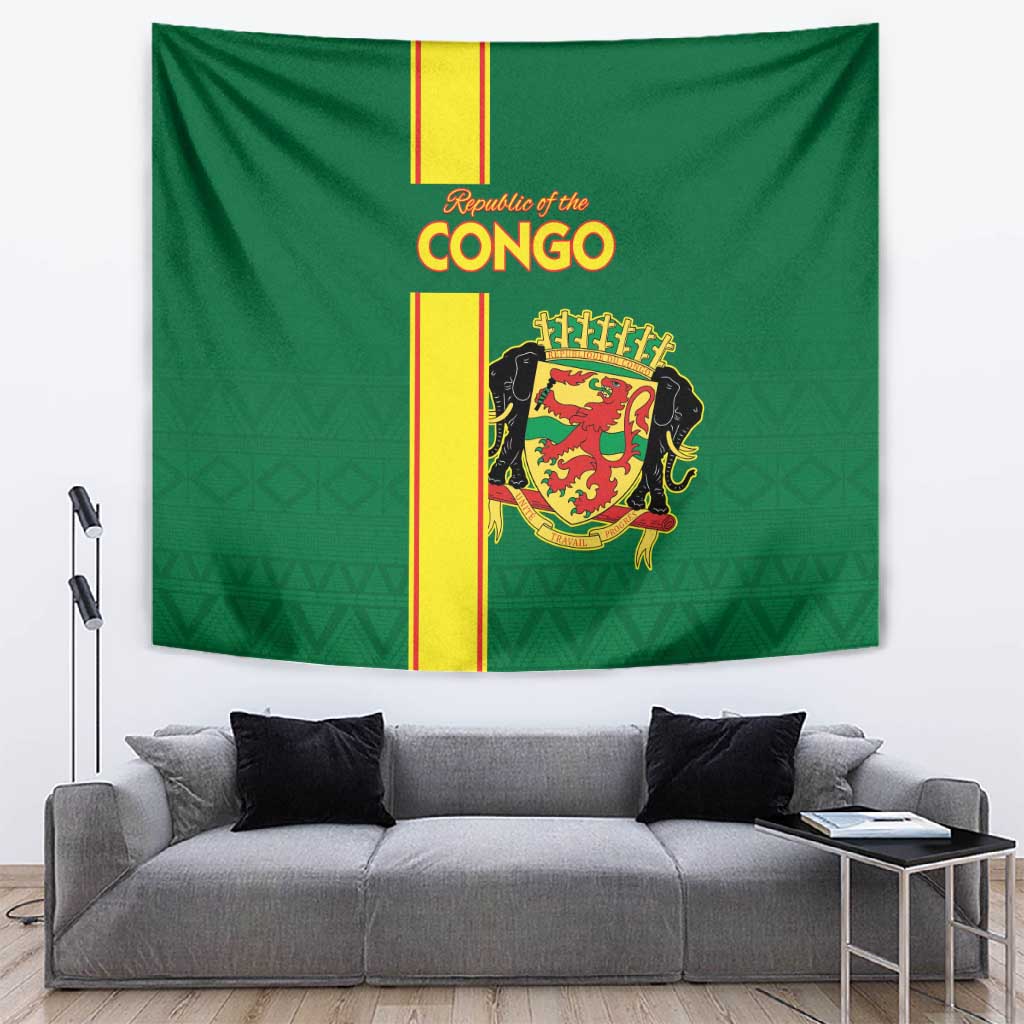 Republique du Congo Football Tapestry Go Ba Diabulu ya Mbwaki Green Color LT15