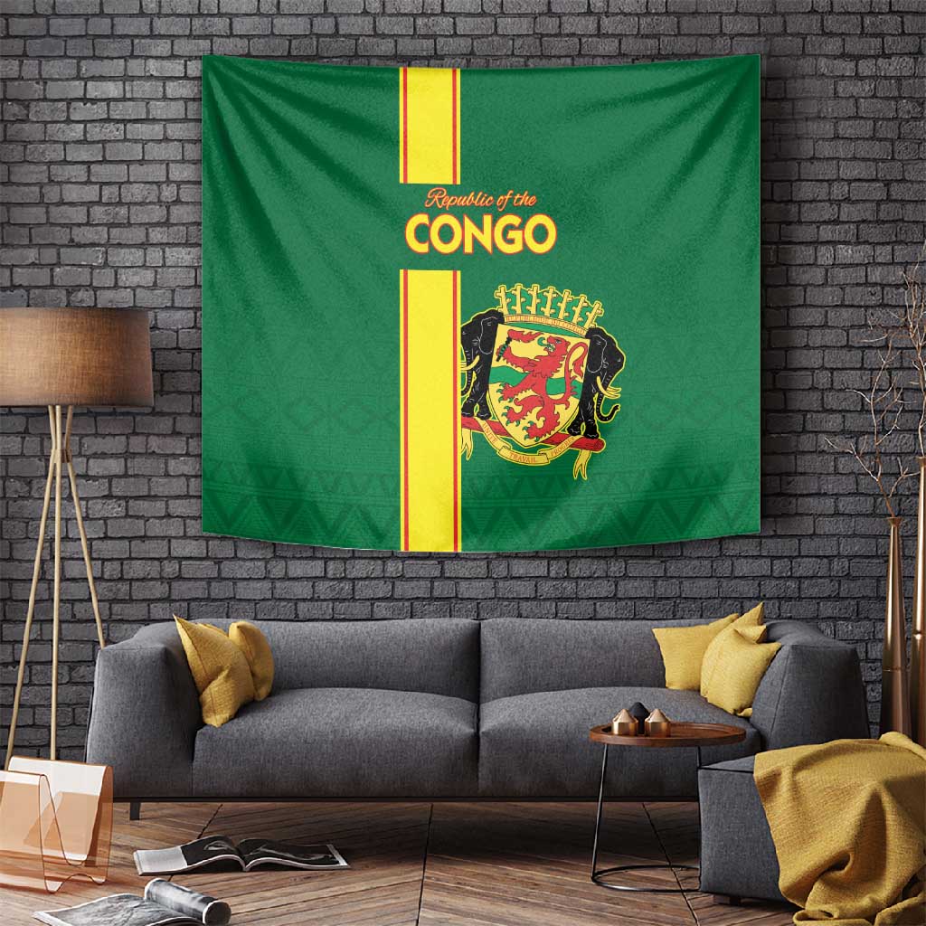 Republique du Congo Football Tapestry Go Ba Diabulu ya Mbwaki Green Color LT15