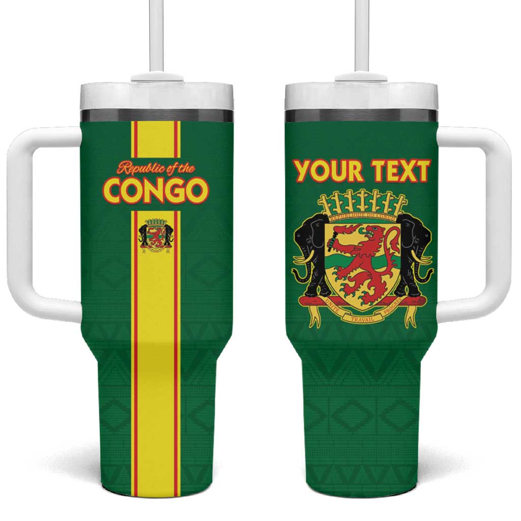 Custom Republique du Congo Football Tumbler With Handle Go Ba Diabulu ya Mbwaki Green Color LT15