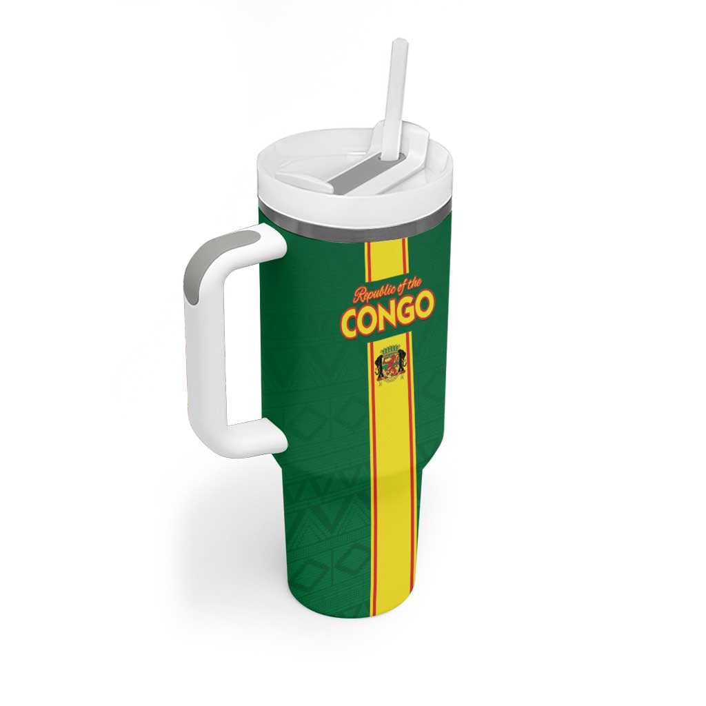 Custom Republique du Congo Football Tumbler With Handle Go Ba Diabulu ya Mbwaki Green Color LT15