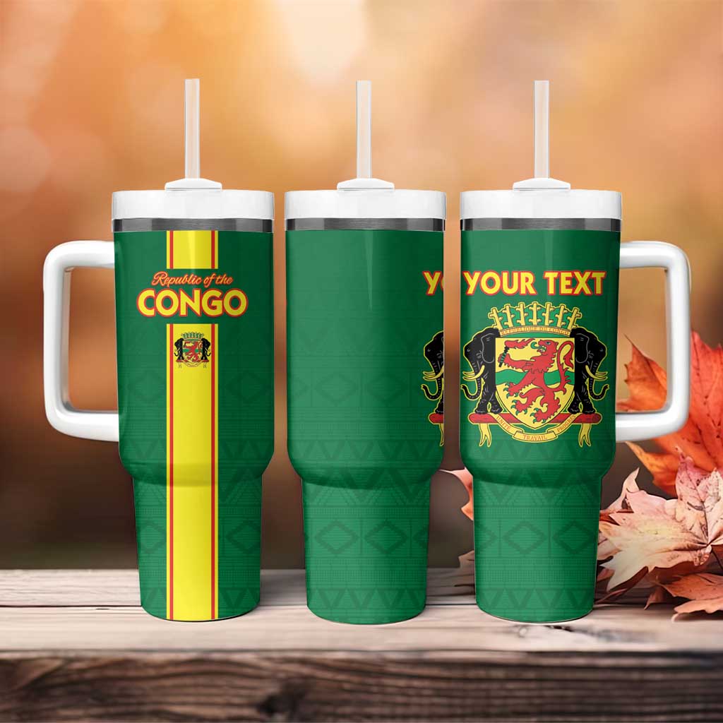 Custom Republique du Congo Football Tumbler With Handle Go Ba Diabulu ya Mbwaki Green Color LT15
