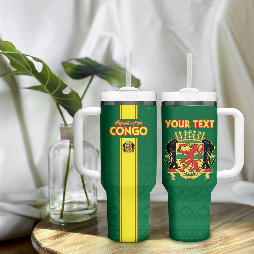 Custom Republique du Congo Football Tumbler With Handle Go Ba Diabulu ya Mbwaki Green Color LT15