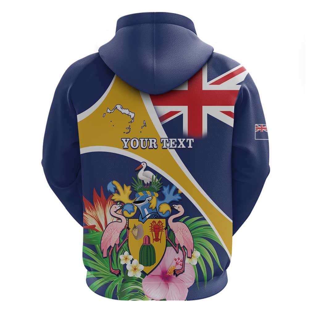 Personalised Turks And Caicos Islands Hoodie Coat Of Arms Tropical Flower LT15