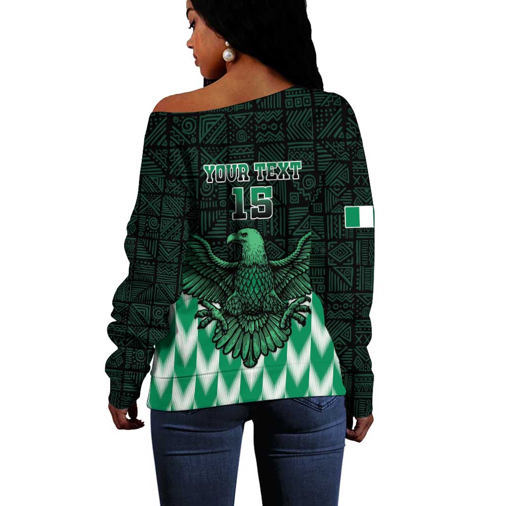 Custom Nigeria Football Off Shoulder Sweater African Pattern LT15