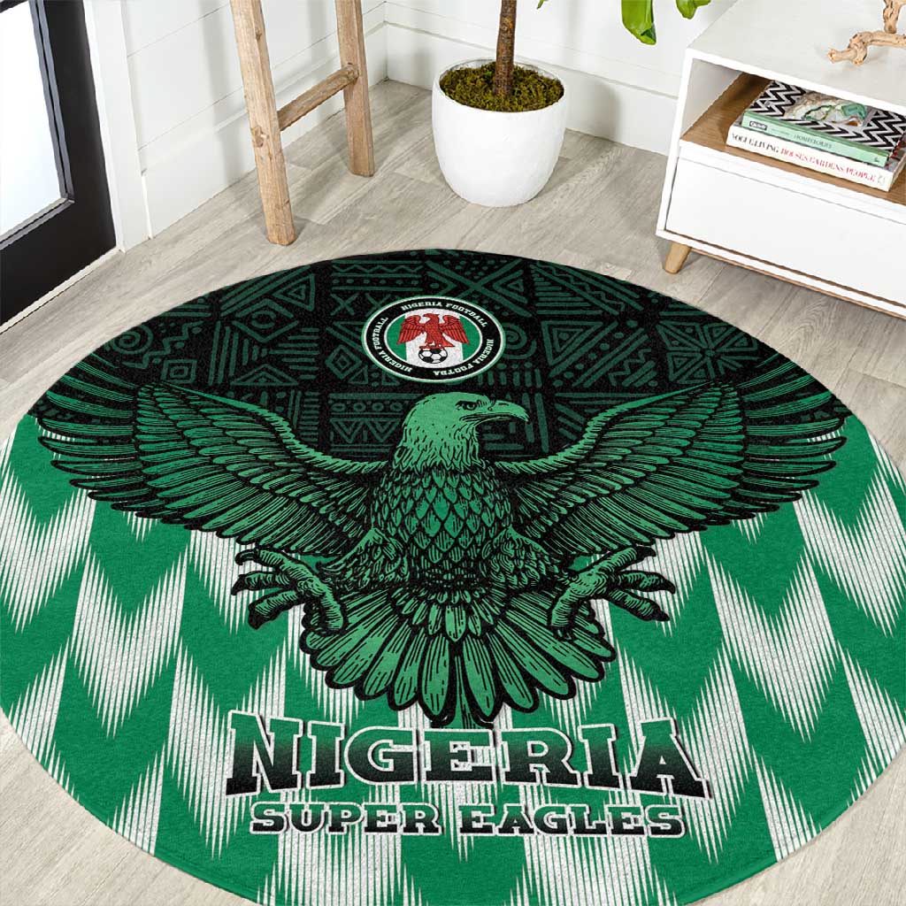 Custom Nigeria Football Round Carpet African Pattern LT15