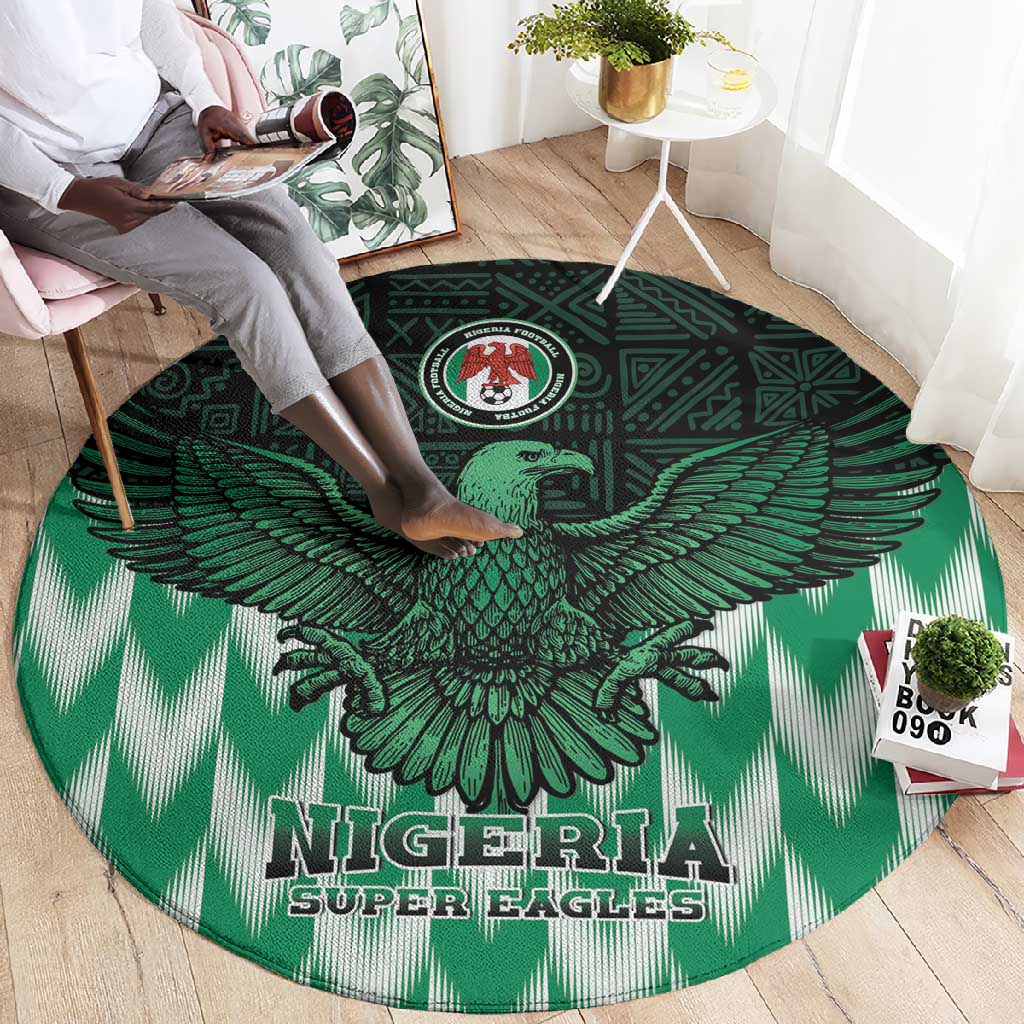 Custom Nigeria Football Round Carpet African Pattern LT15