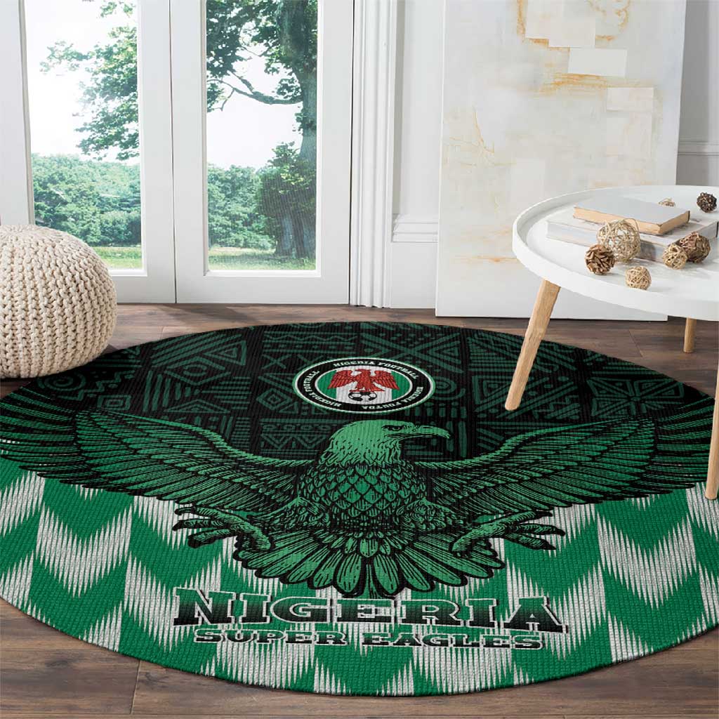 Custom Nigeria Football Round Carpet African Pattern LT15