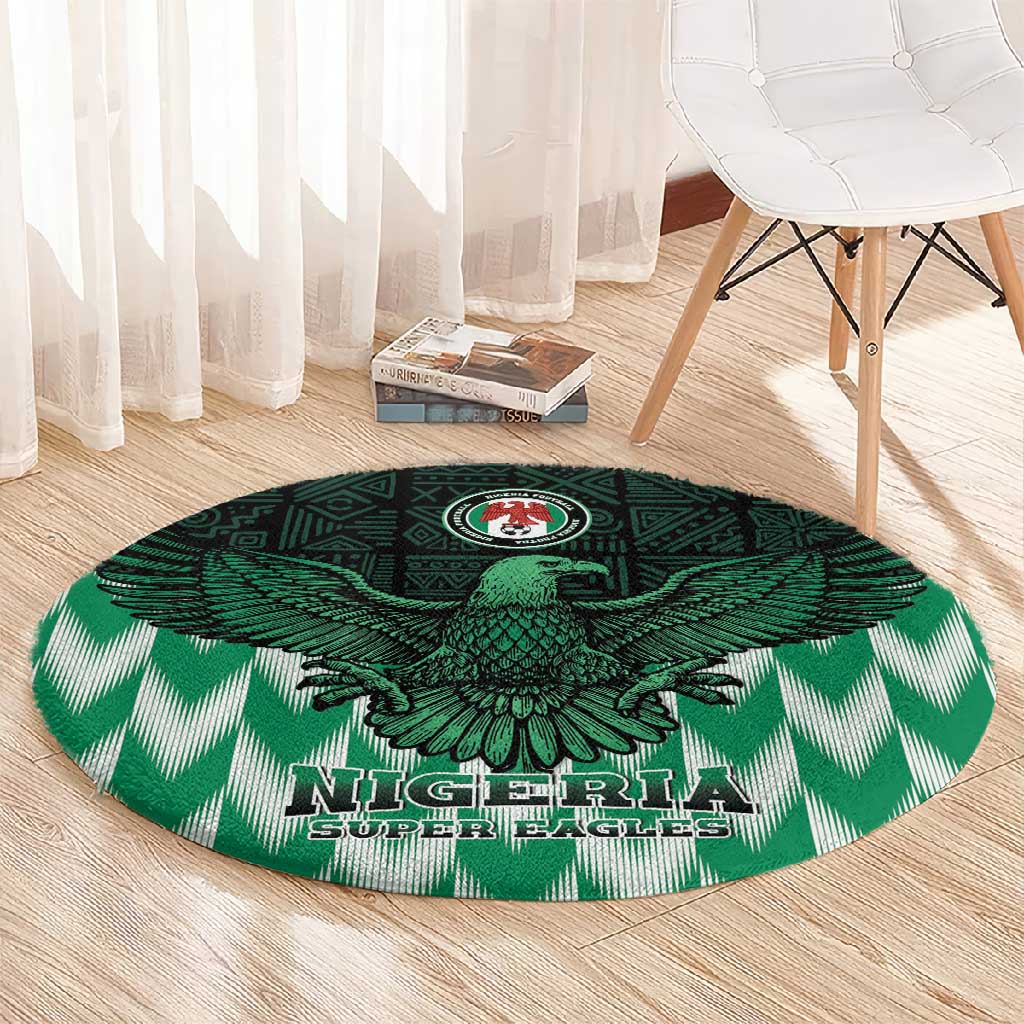 Custom Nigeria Football Round Carpet African Pattern LT15