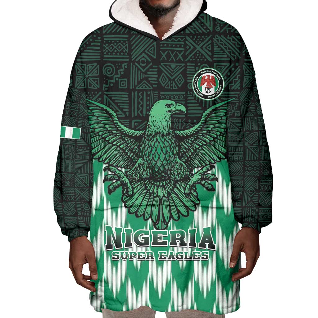 Custom Nigeria Football Wearable Blanket Hoodie African Pattern LT15