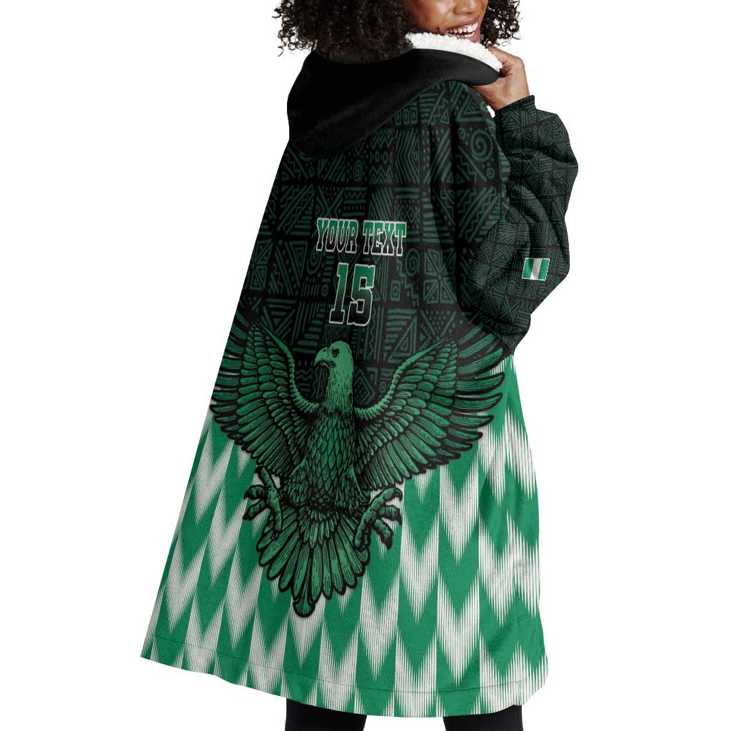 Custom Nigeria Football Wearable Blanket Hoodie African Pattern LT15