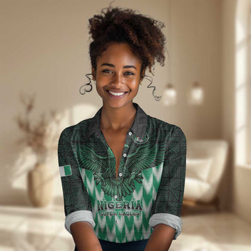 Custom Nigeria Football Women Casual Shirt African Pattern LT15