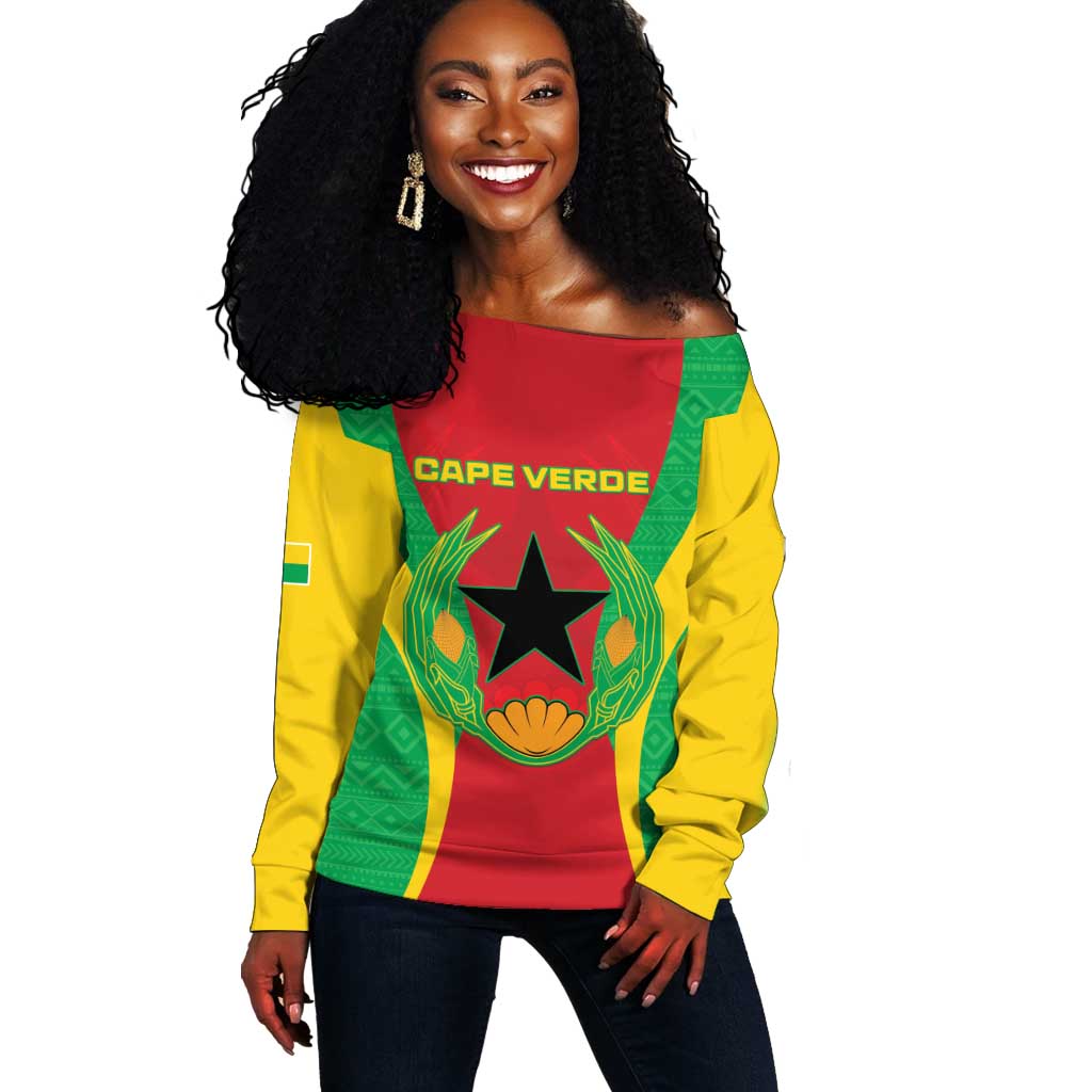 Personalised Afro Cape Verde (1975-1992) Off Shoulder Sweater Mix African Pattern LT15