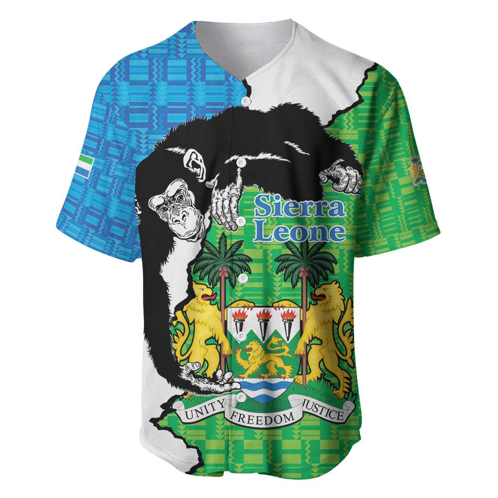 Personalised Afro Sierra Leone Baseball Jersey Chimpanzee Mix African Pattern LT15