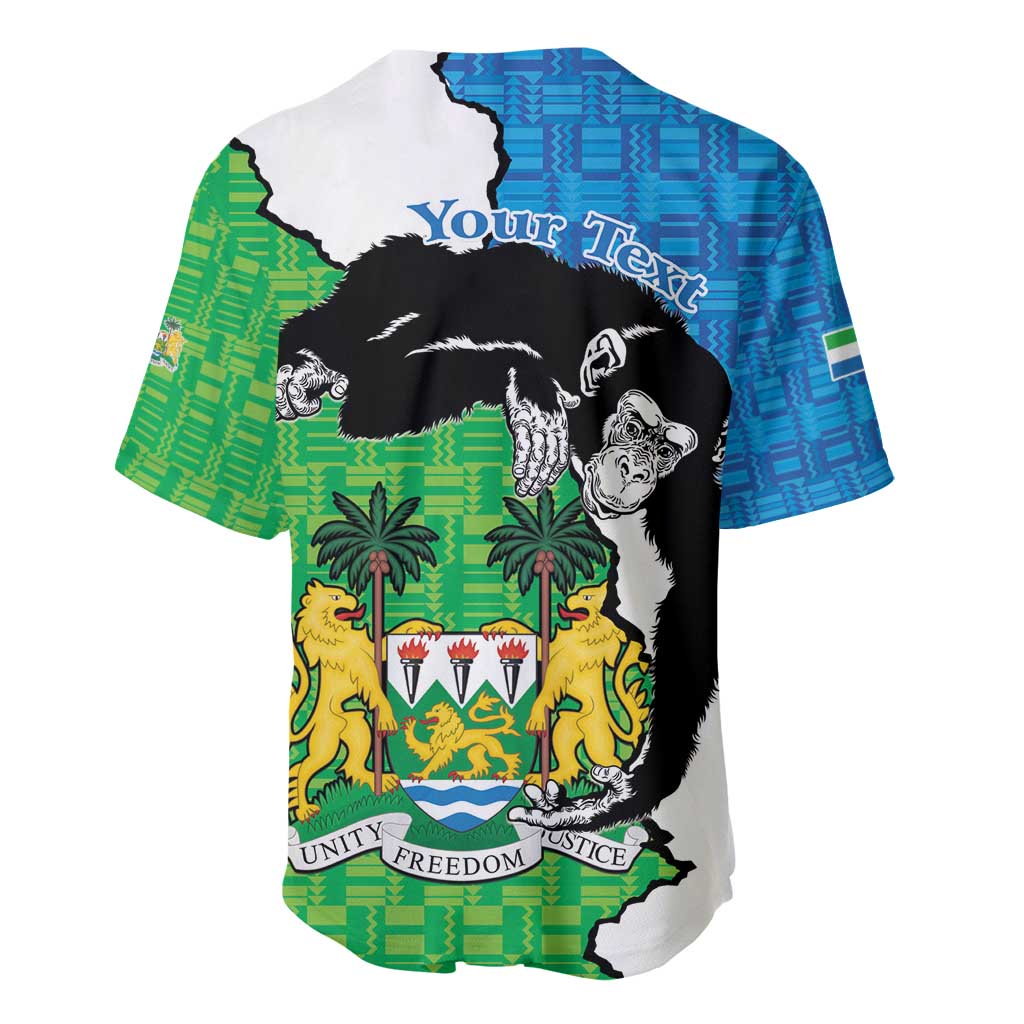 Personalised Afro Sierra Leone Baseball Jersey Chimpanzee Mix African Pattern LT15