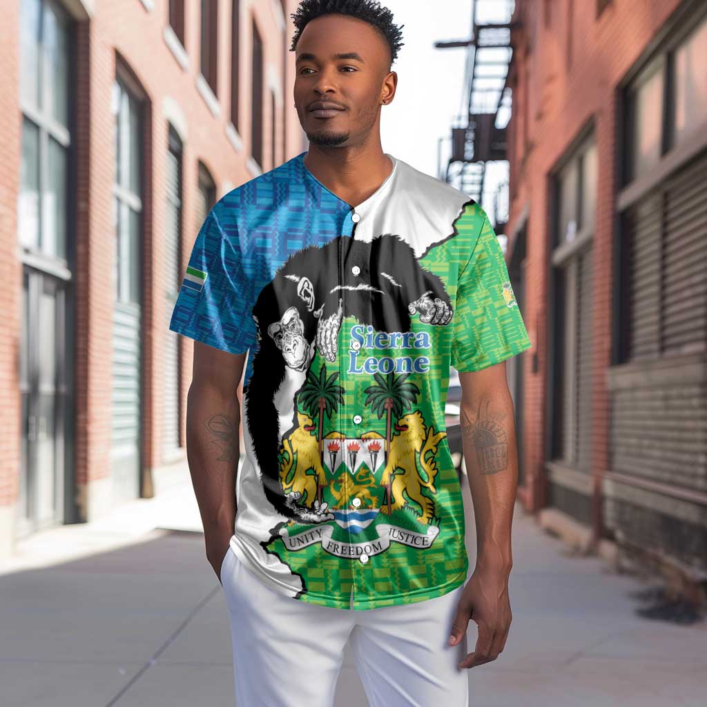 Personalised Afro Sierra Leone Baseball Jersey Chimpanzee Mix African Pattern LT15