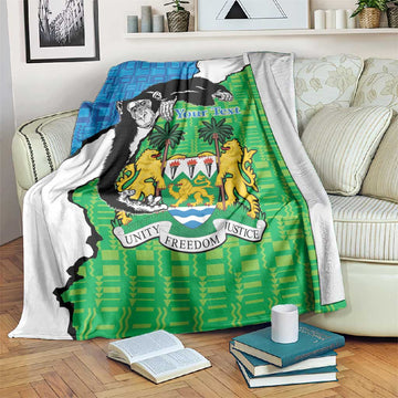 Personalised Afro Sierra Leone Blanket Chimpanzee Mix African Pattern LT15