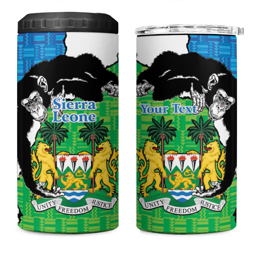 Personalised Afro Sierra Leone 4 in 1 Can Cooler Tumbler Chimpanzee Mix African Pattern LT15