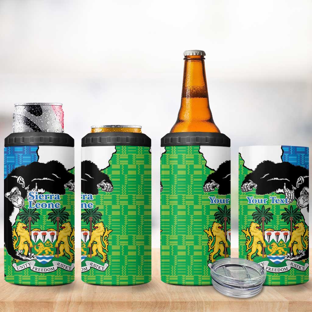Personalised Afro Sierra Leone 4 in 1 Can Cooler Tumbler Chimpanzee Mix African Pattern LT15